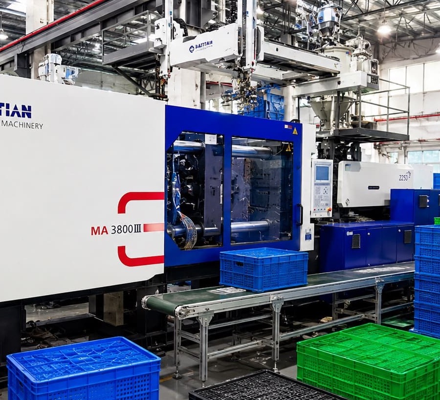Injection molding machine clamping unit detail