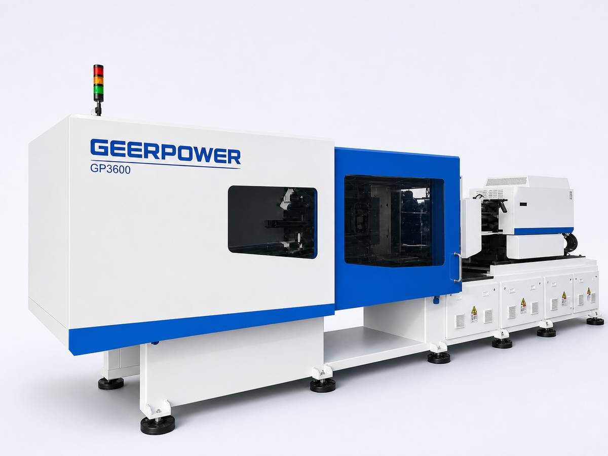 GEERPOWER GP3600 new injection molding machine in a bright studio presentation